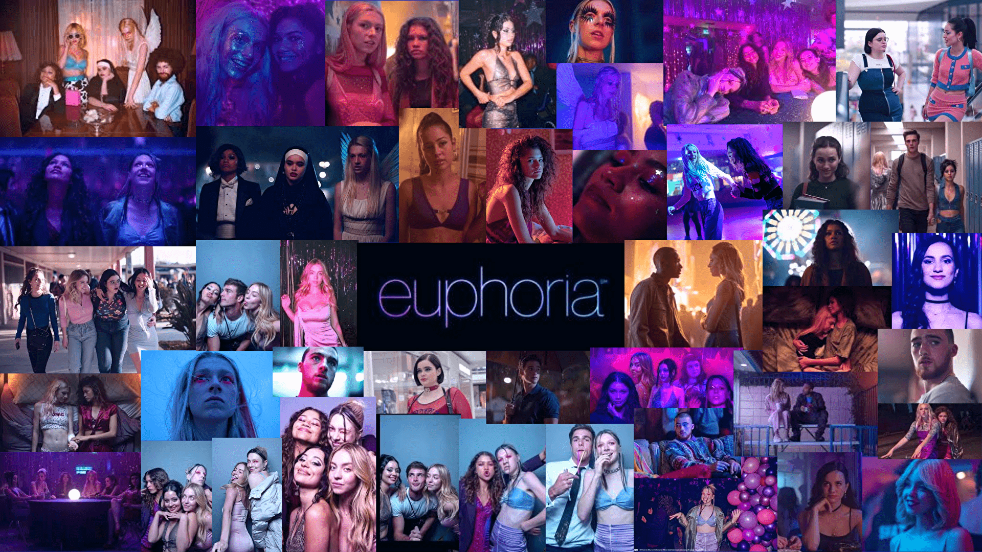 A collage of pictures with different people in them - Euphoria