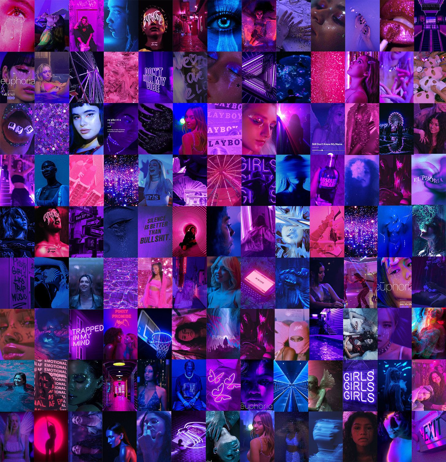 Aesthetic collage of pink and purple photos - Euphoria