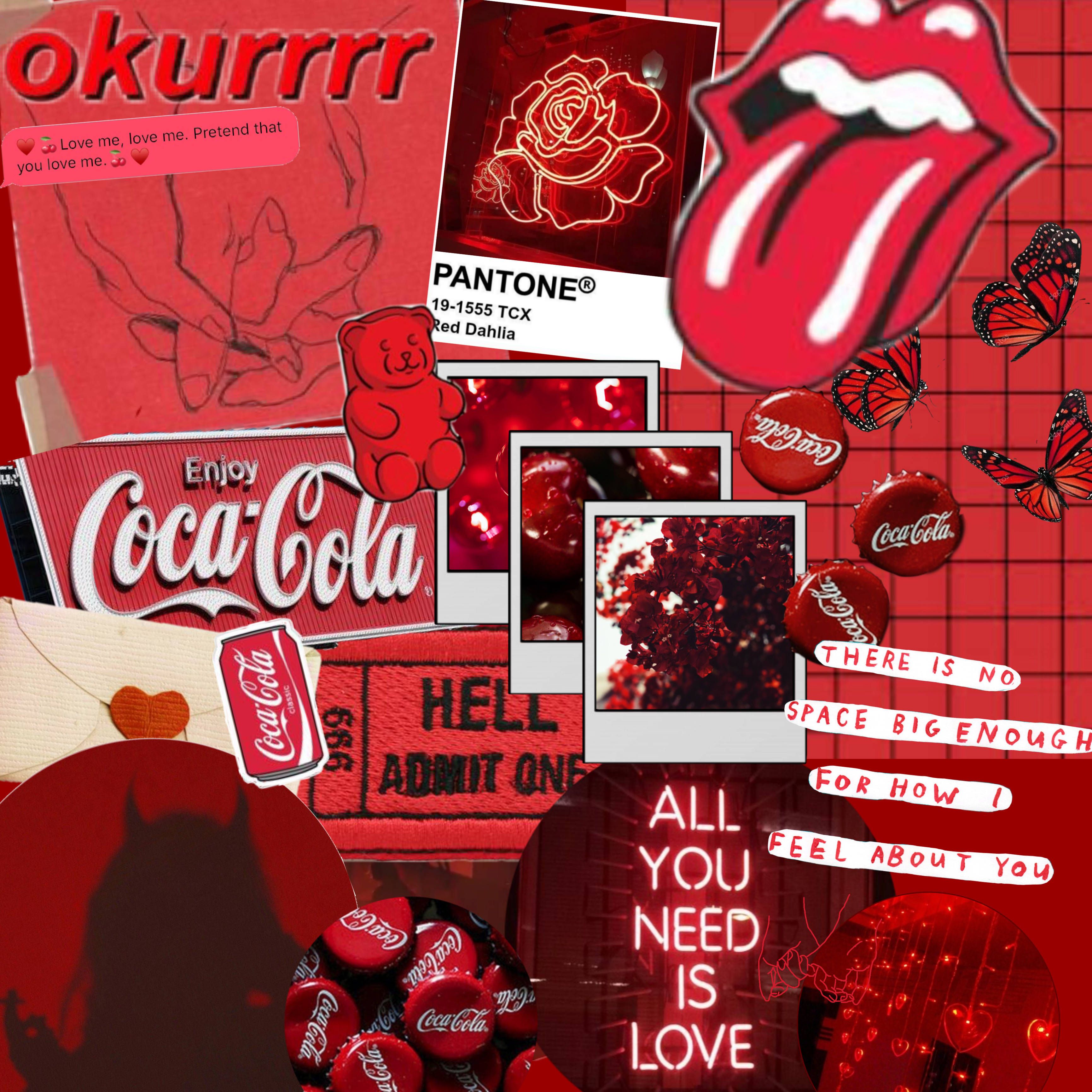 A collage of red items with the words all you need is love - Red