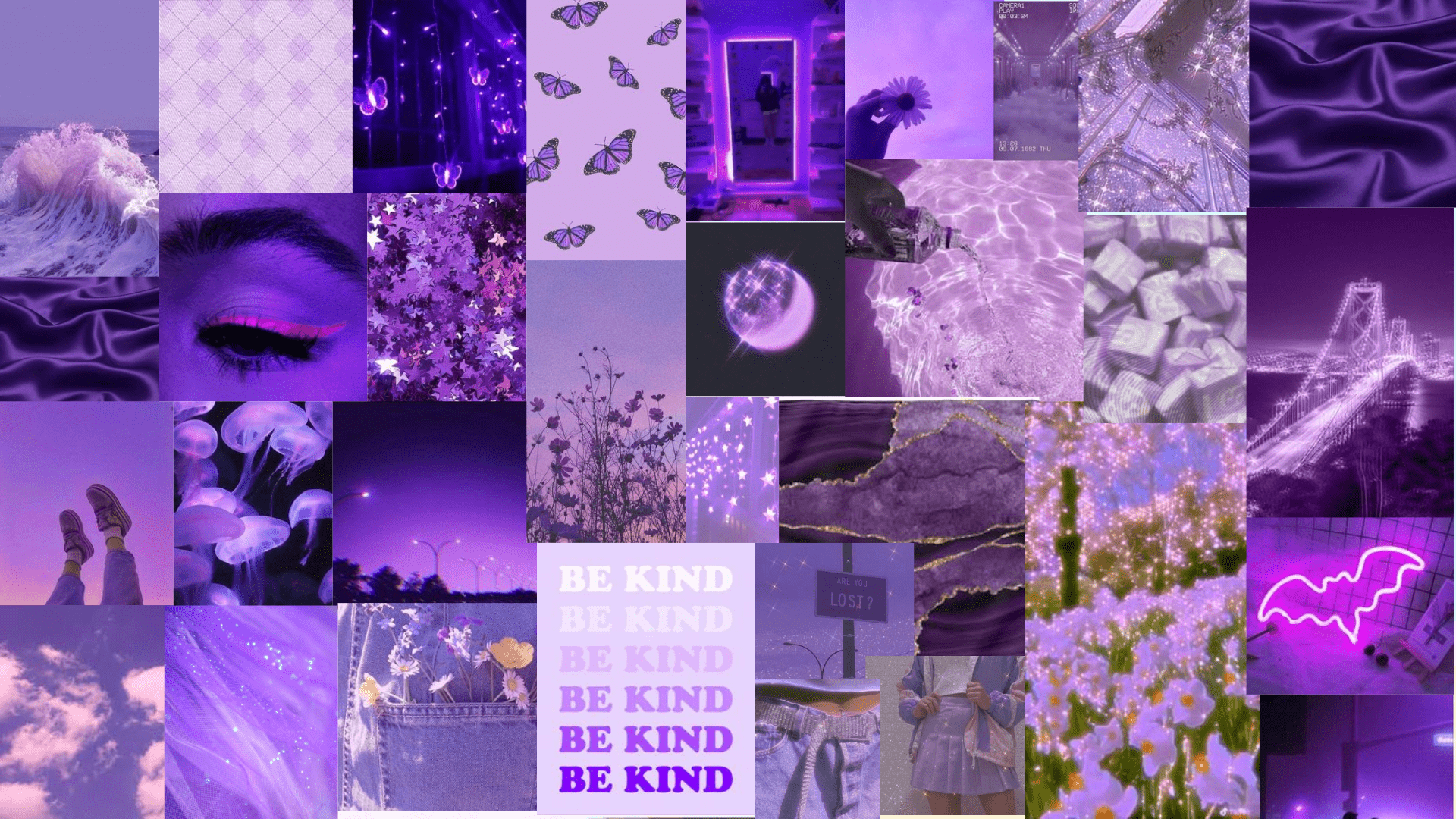 A collage of purple pictures with different themes - Purple