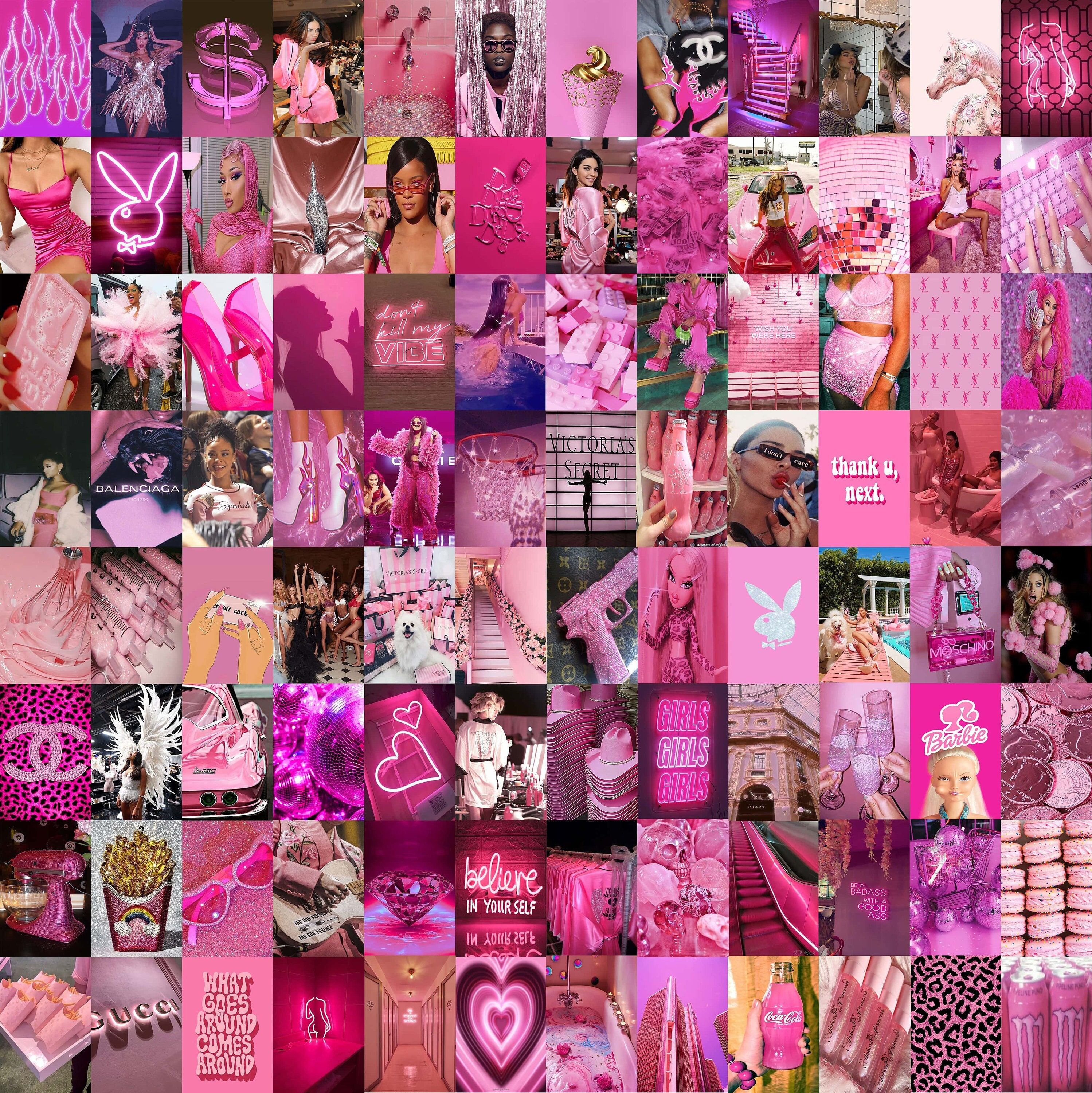 A collage of pictures that are pink - Baddie
