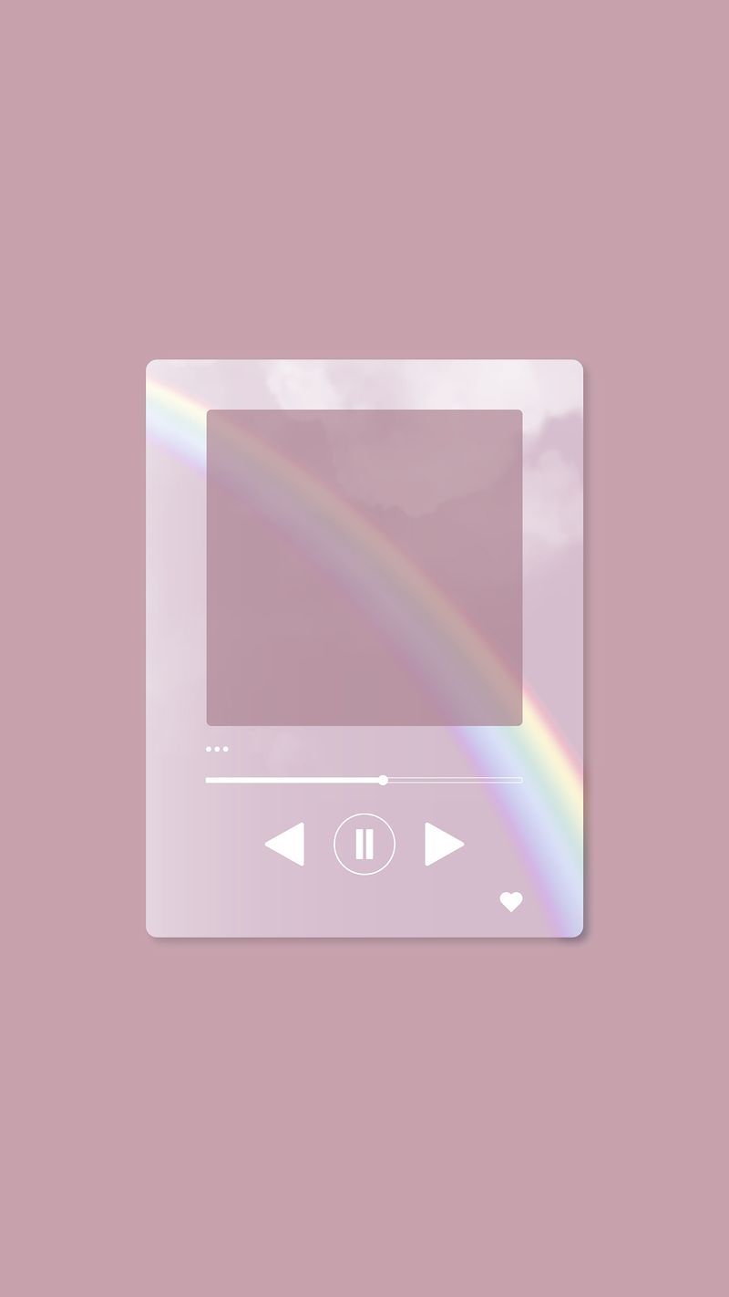 Aesthetic media player with a rainbow on a pink background - Music