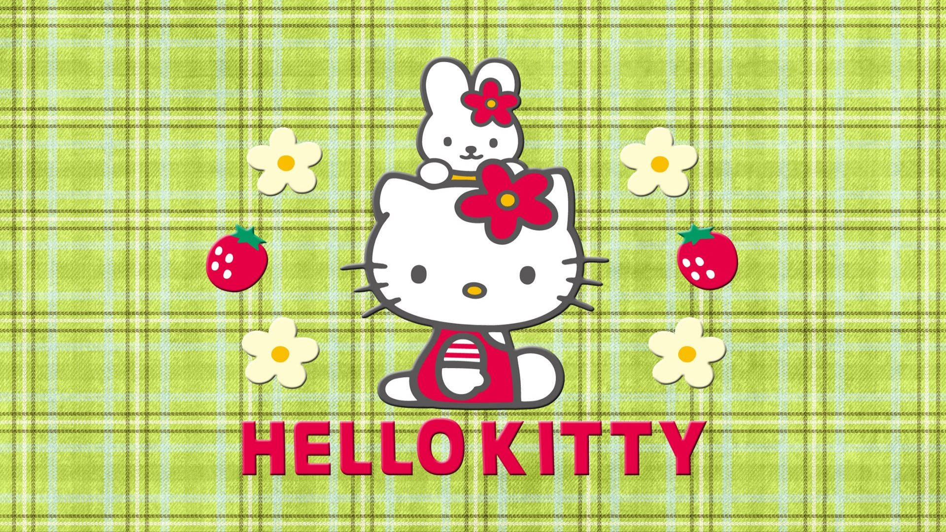 Hello kitty wallpaper with strawberries and flowers - Sanrio