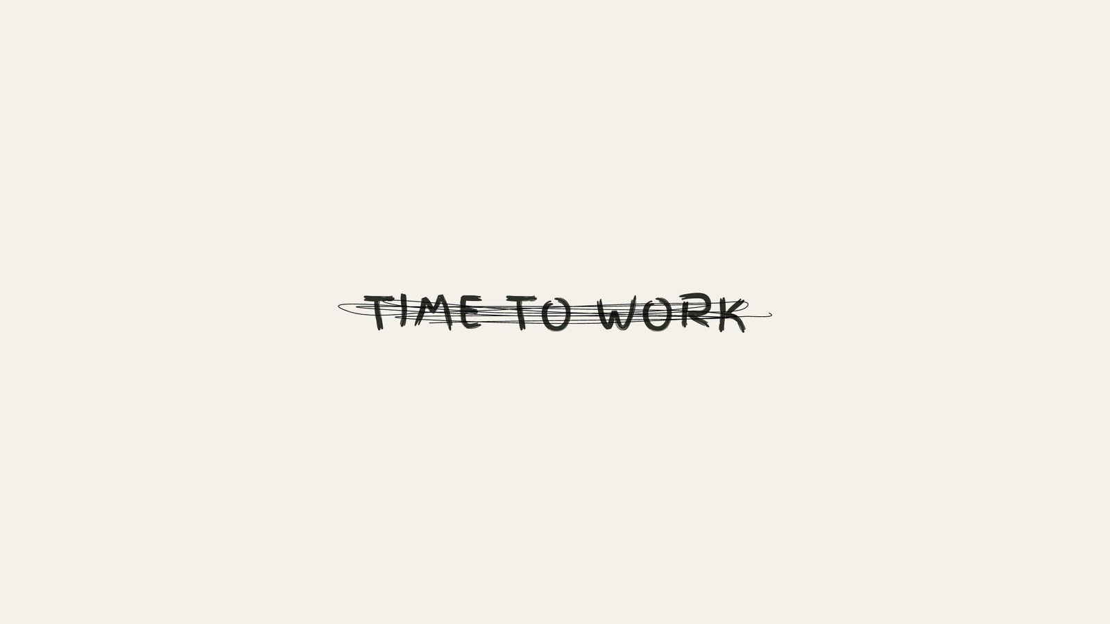 A black and white logo with the words time to work - Funny