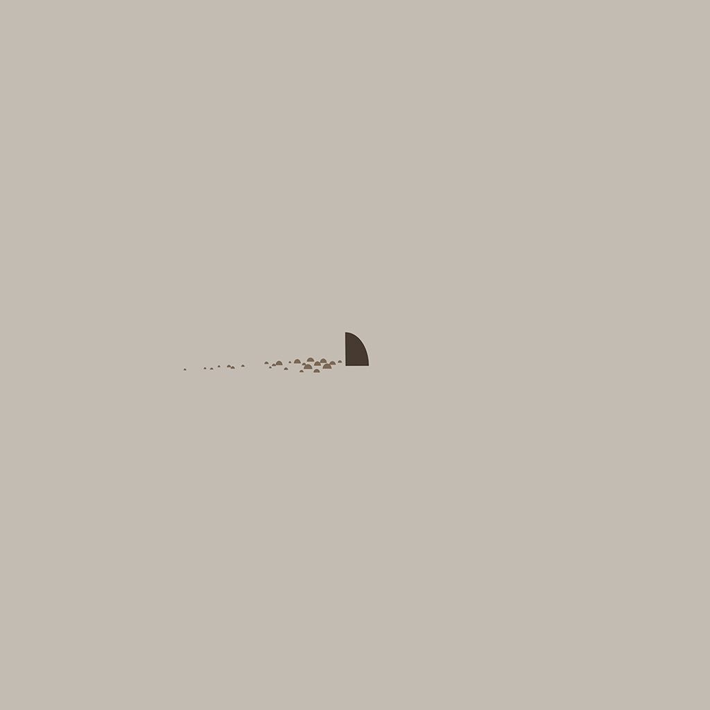 Minimal Simple Shark Sea Illust Art Cute iPad Wallpaper Free Download