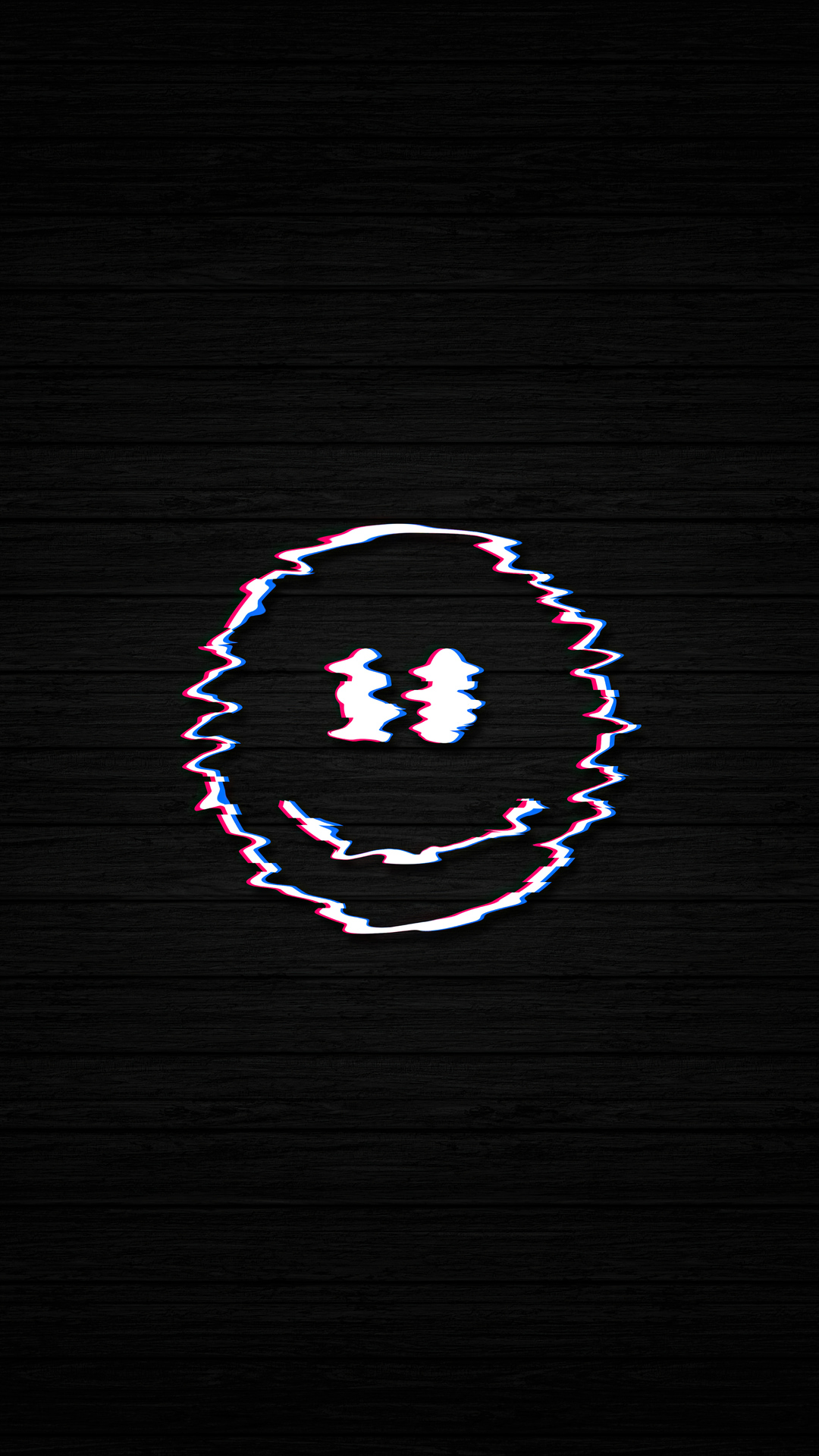 Black background with a smiley face in the center - Glitch