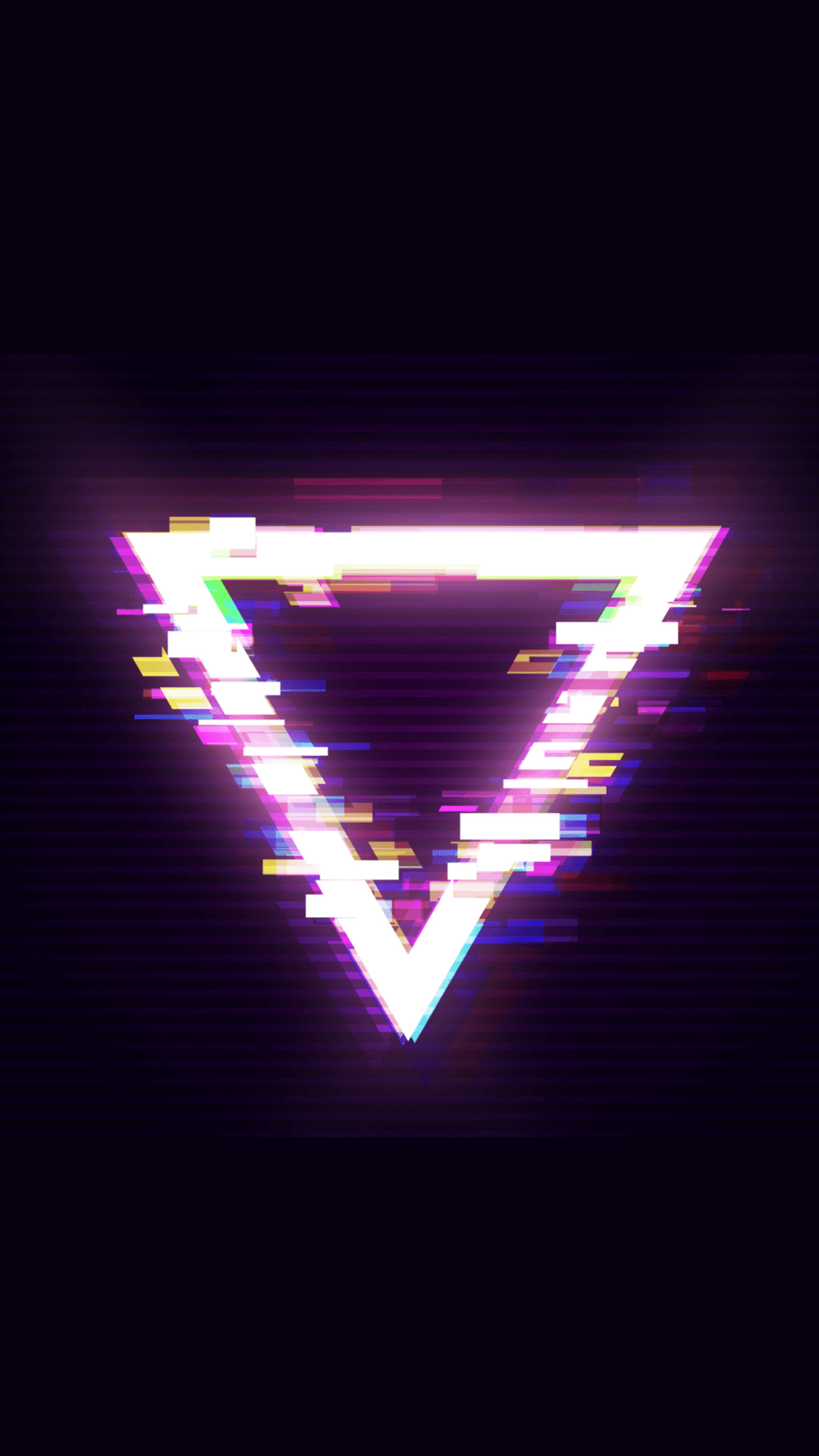 A neon triangle with lines and colorful light - Glitch