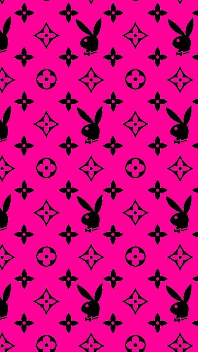 Pink wallpaper with black bunny pattern - Louis Vuitton