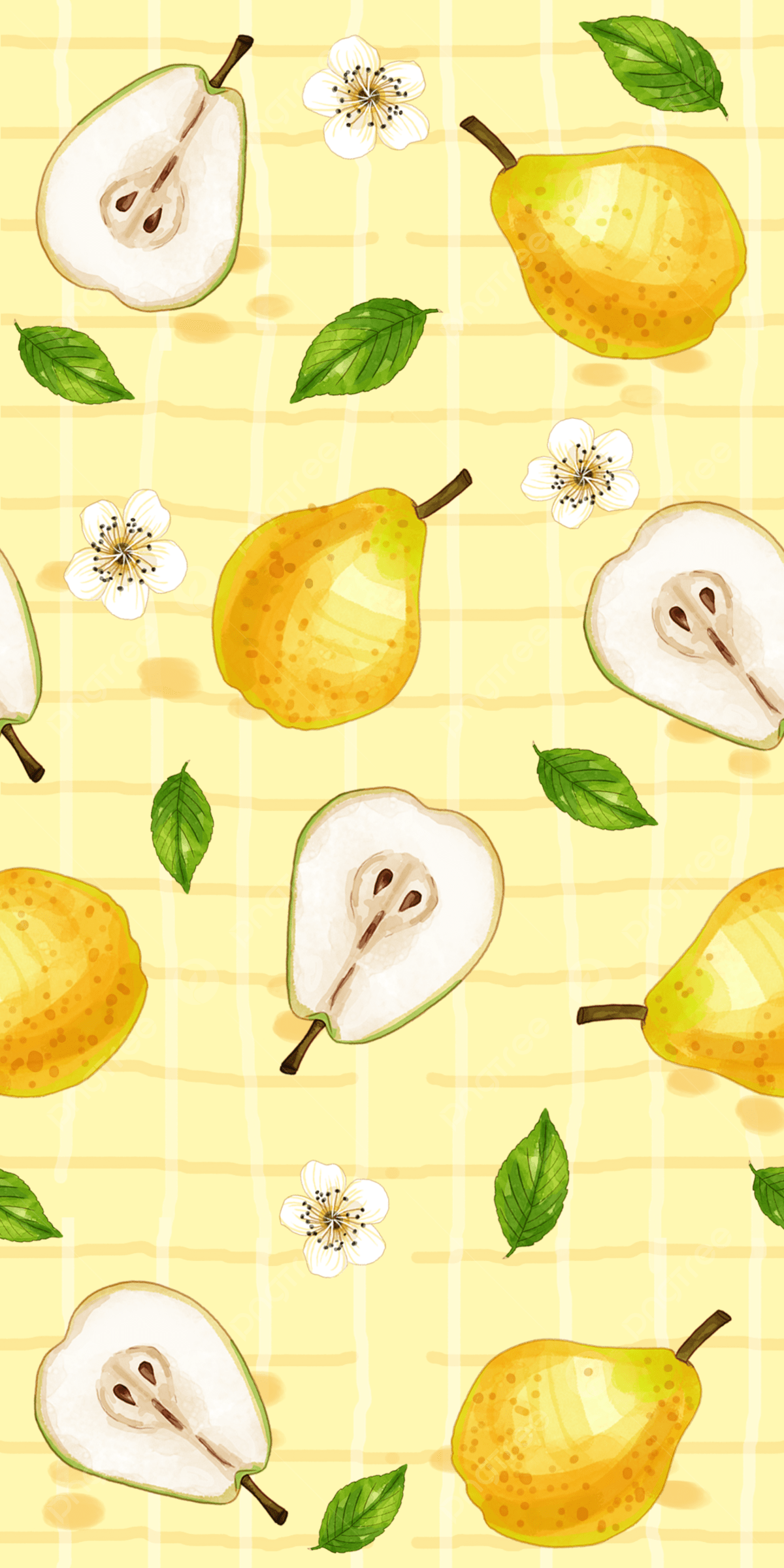 Yellow Fruit Pear Seamless Background, Yellow, Fruit, Pear Blossom Background Image for Free Download