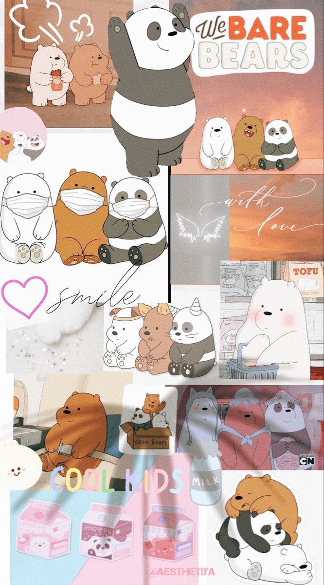 A collage of pictures with bears in them - We Bare Bears