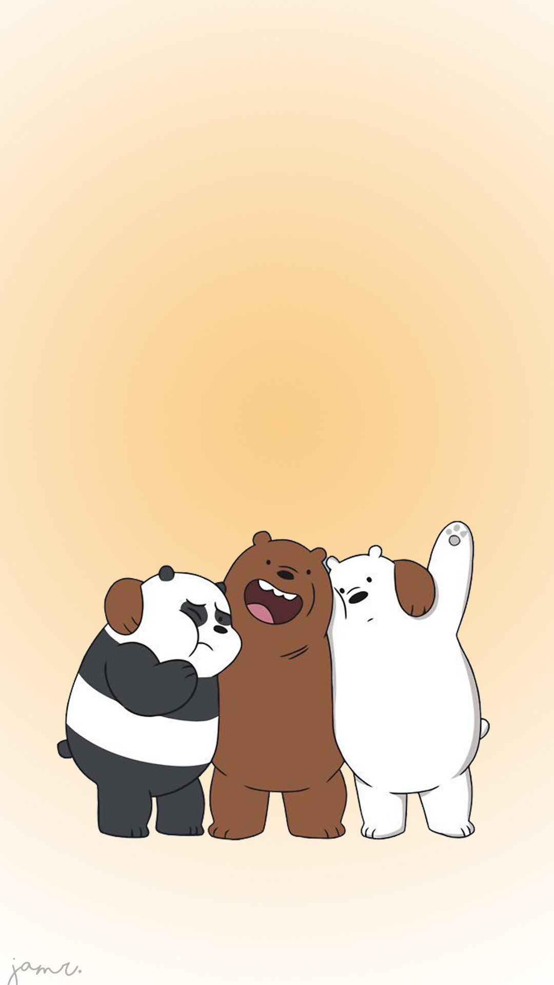 A cartoon of three bears and one panda - We Bare Bears