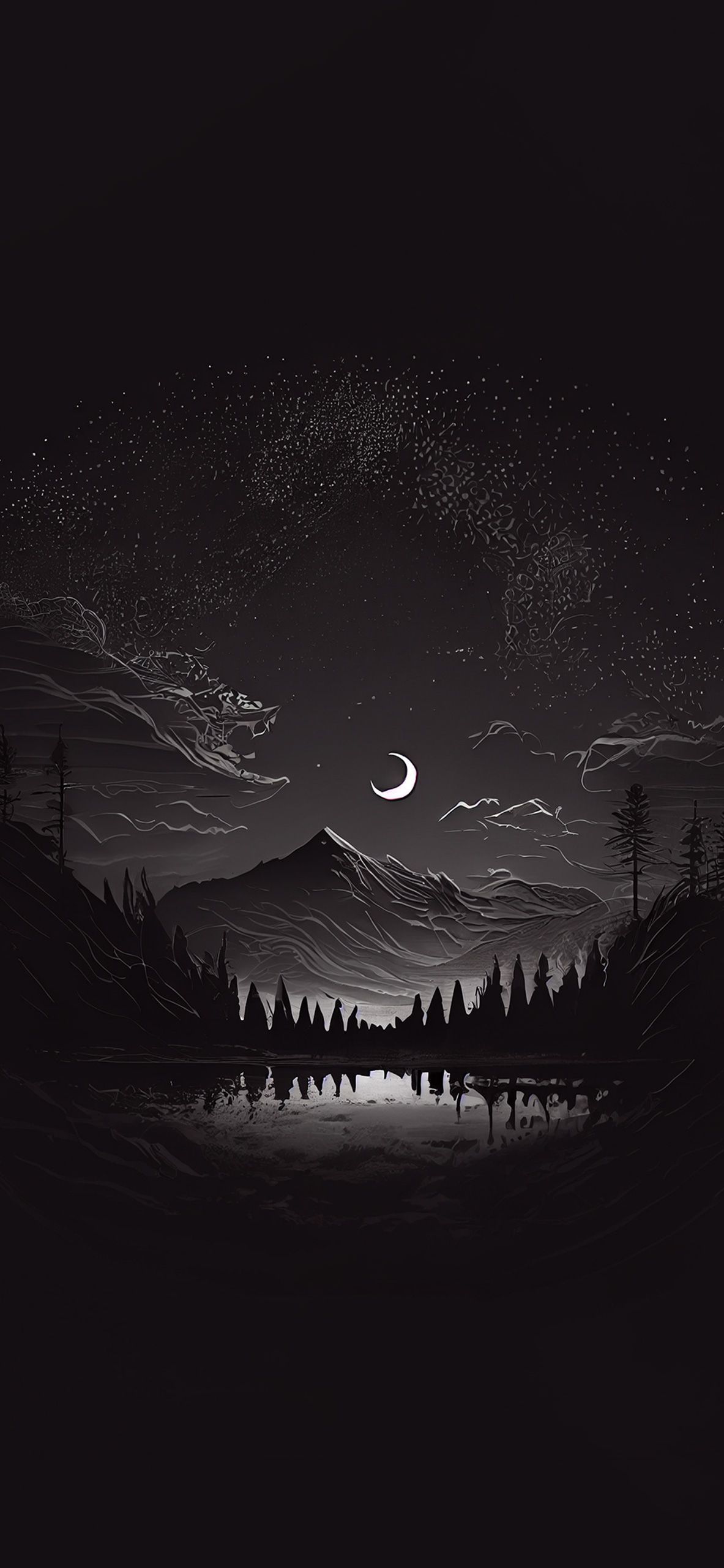 Night Landscape Aesthetic Black Wallpaper Wallpaper 4k