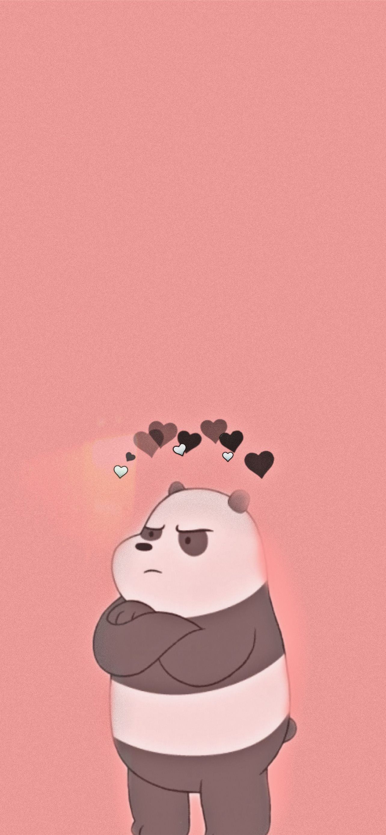 A panda bear with hearts on its head - We Bare Bears