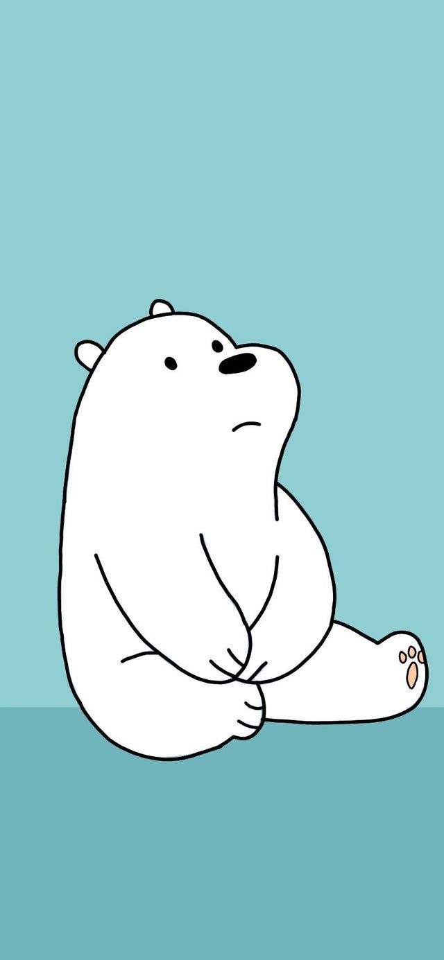 A polar bear sitting on the ground with its paws crossed - We Bare Bears