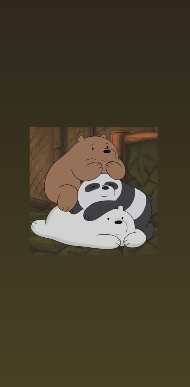 A cartoon bear and panda laying on the ground - We Bare Bears