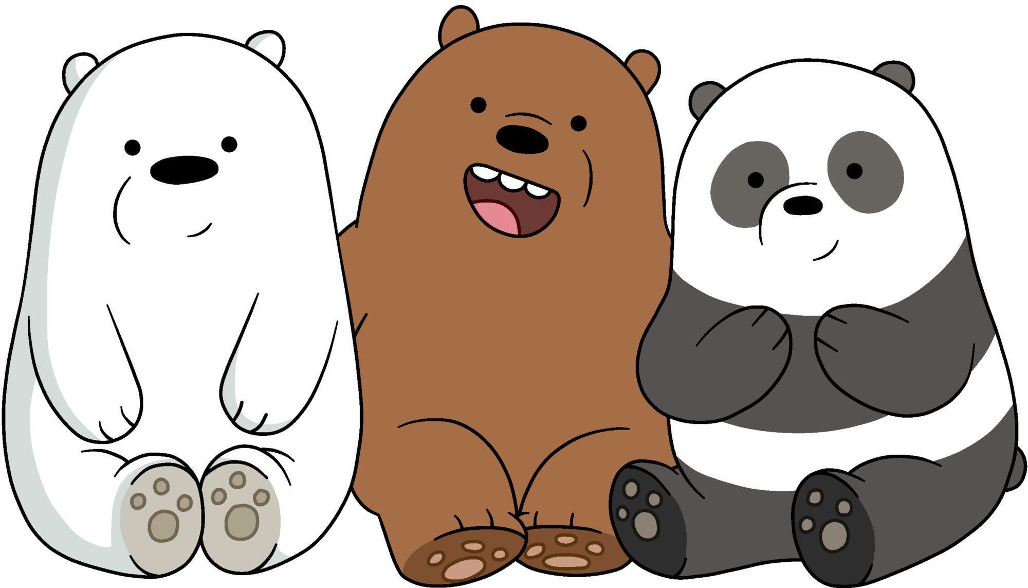 A cartoon bear, panda and polarbear are sitting together - We Bare Bears