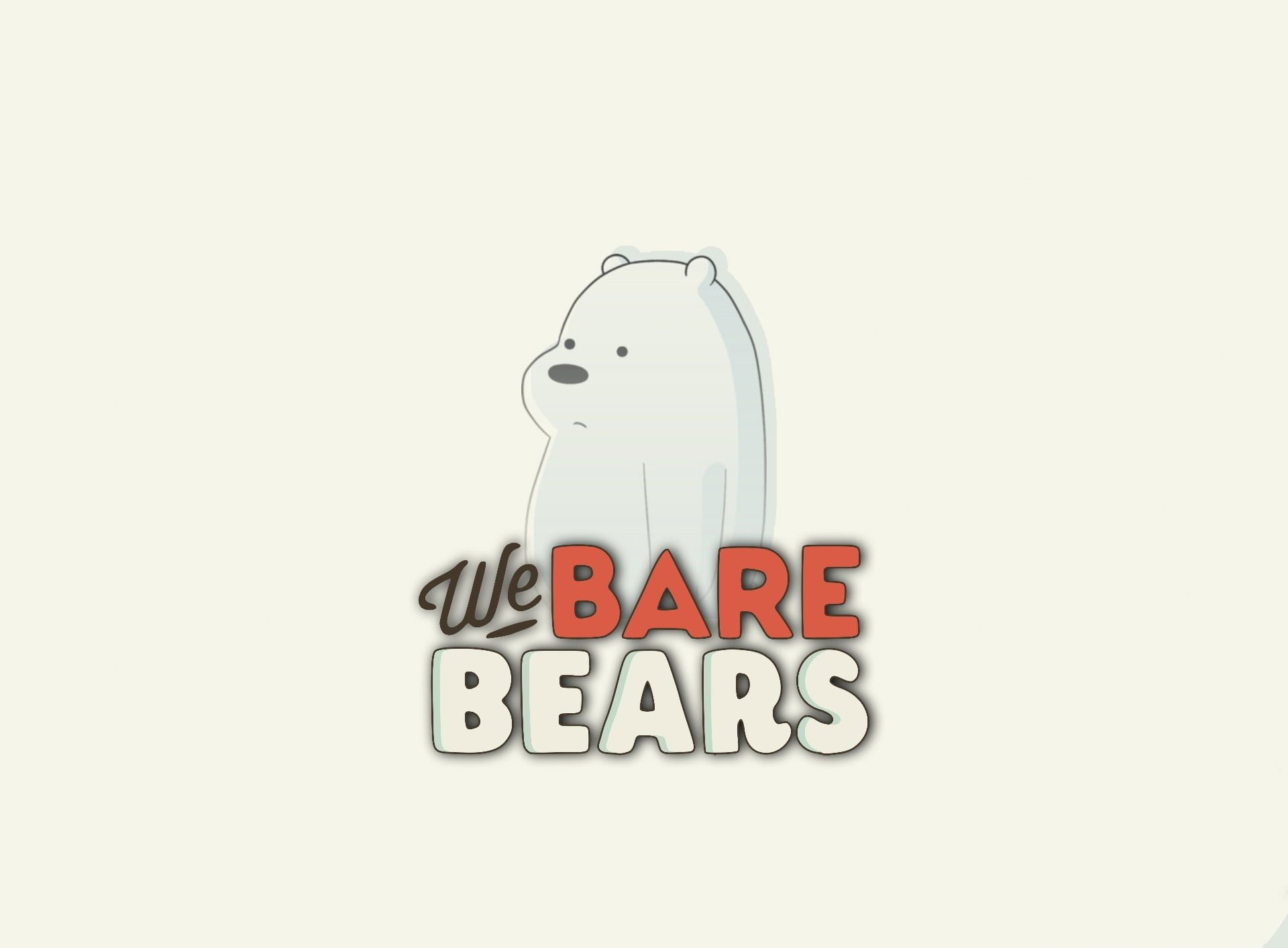 We Bare Bears wallpaper with the bears standing on the text - We Bare Bears