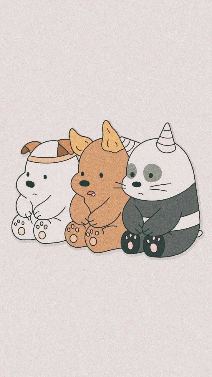 A cartoon of three animals sitting together - We Bare Bears