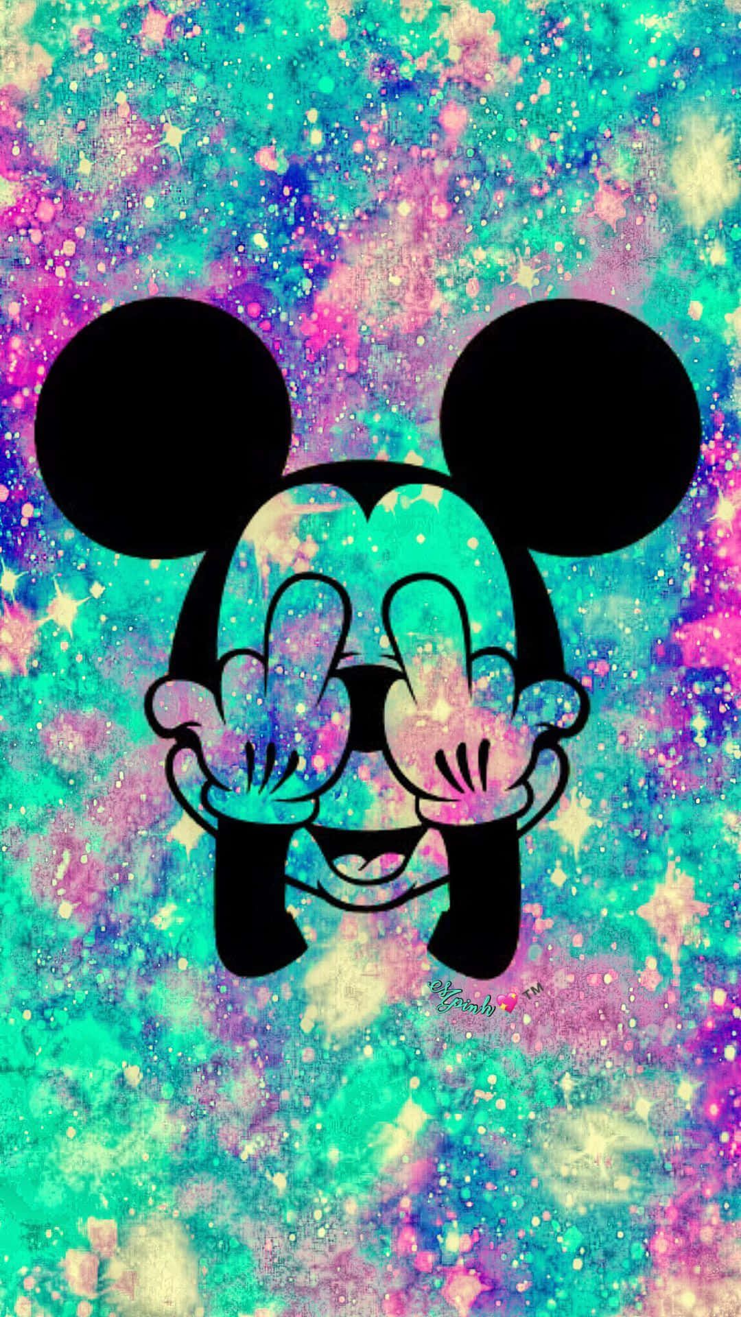Mickey mouse in a galaxy background - Mickey Mouse