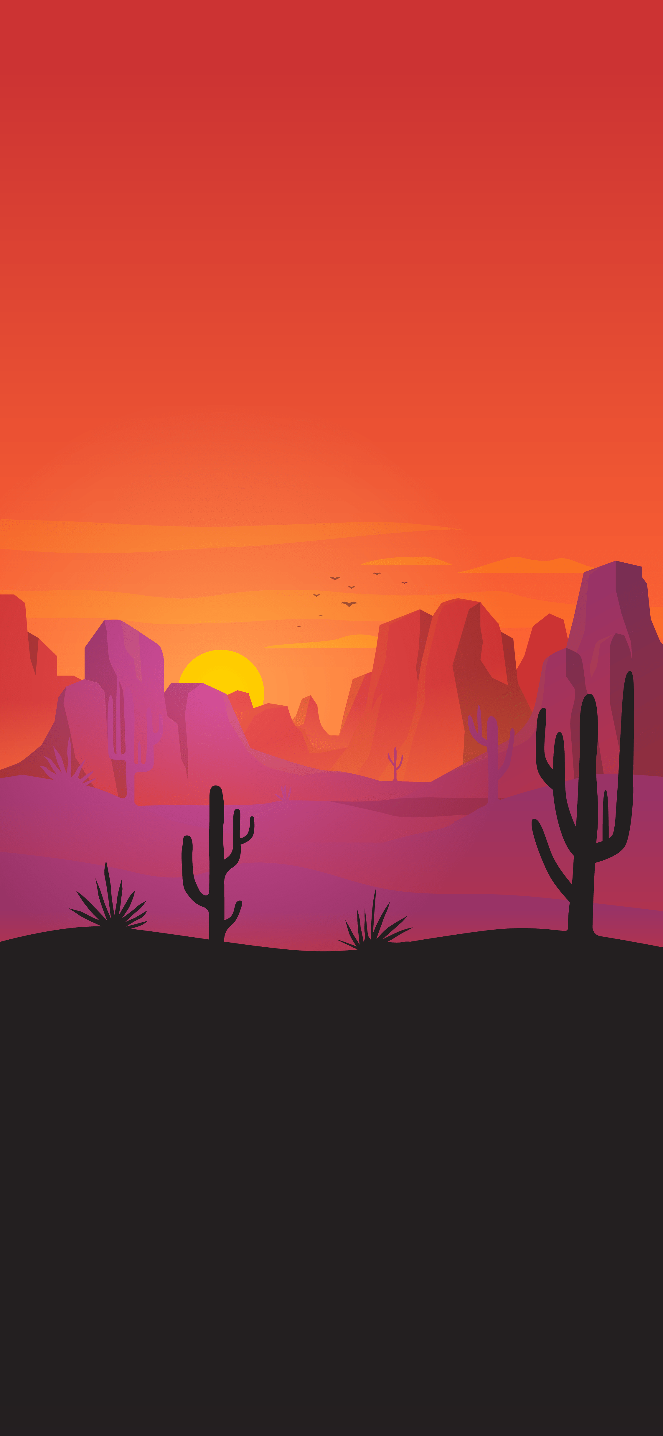 A desert landscape with cacti and mountains in the background - Desert