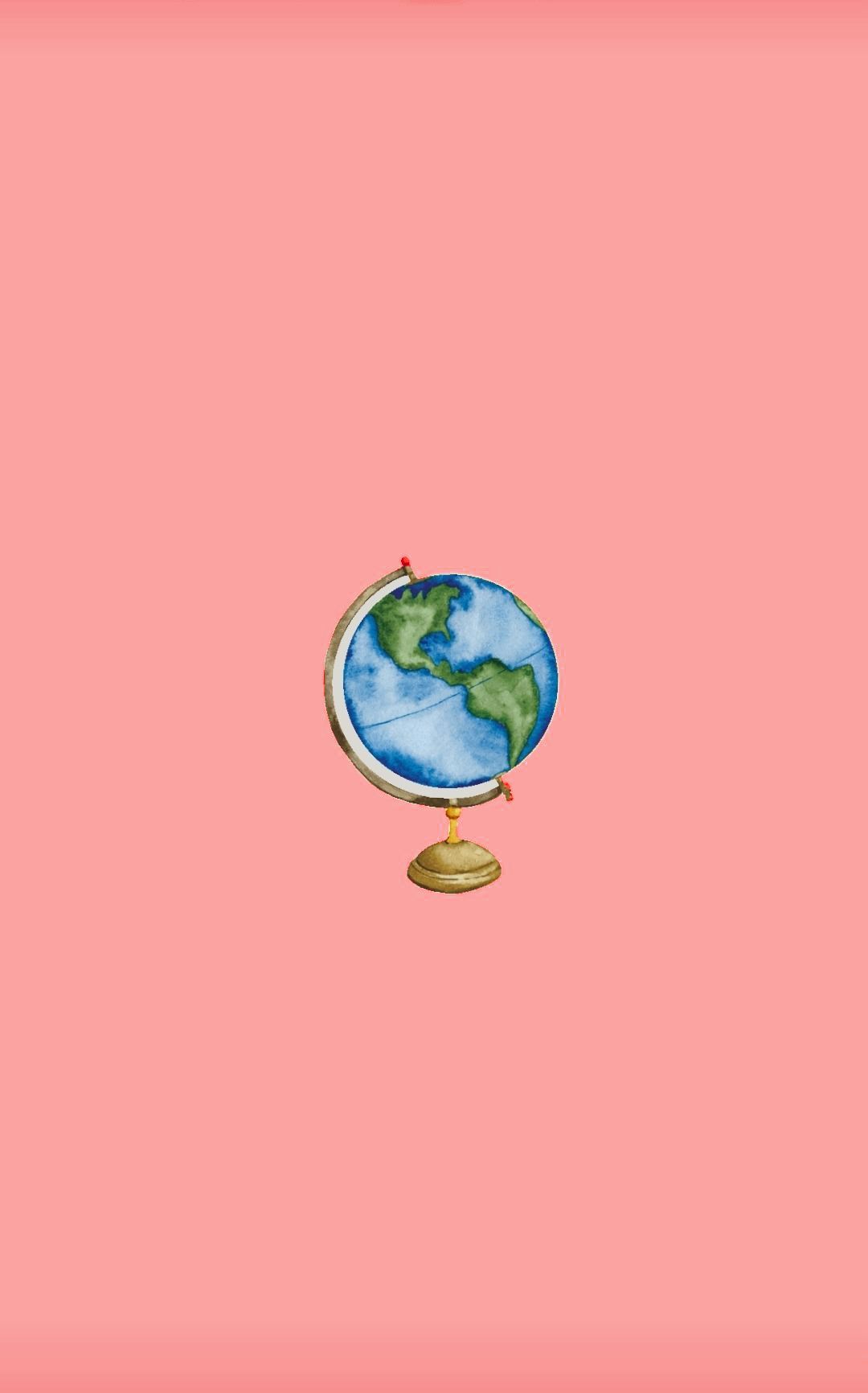 A pink background with an earth globe on it - Earth