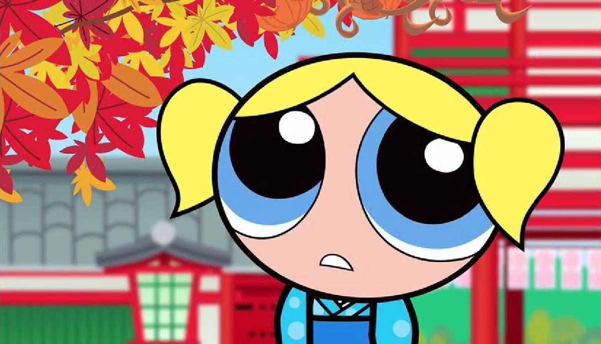 Buttercup in a kimono, looking confused - The Powerpuff Girls