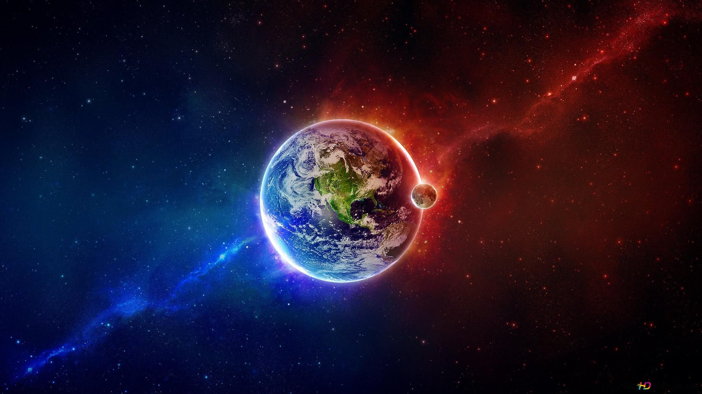 The earth and the moon in space wallpaper 1920x1200 - Earth