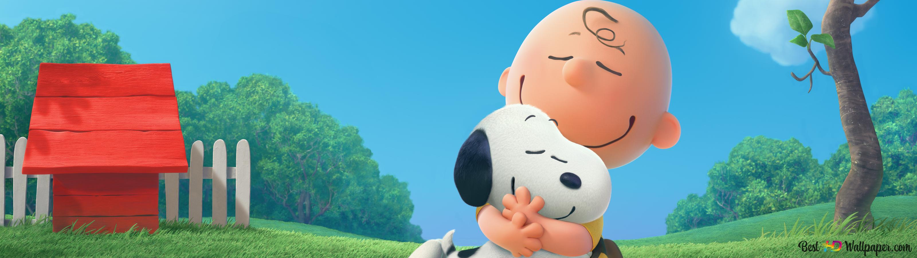 Charlie Brown hugs Snoopy 4K wallpaper download