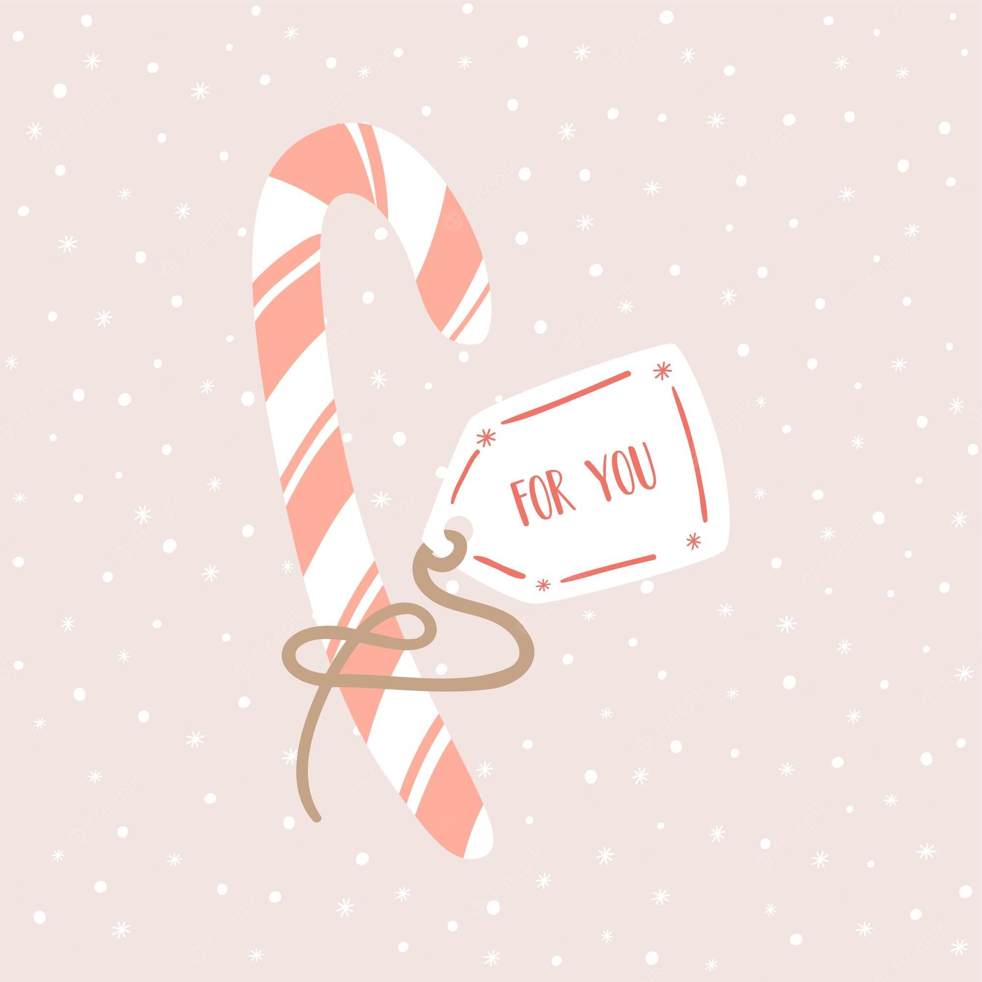 A candy cane with a tag that says 