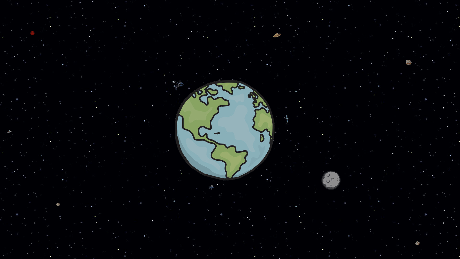 A cartoon of the earth in space - Earth