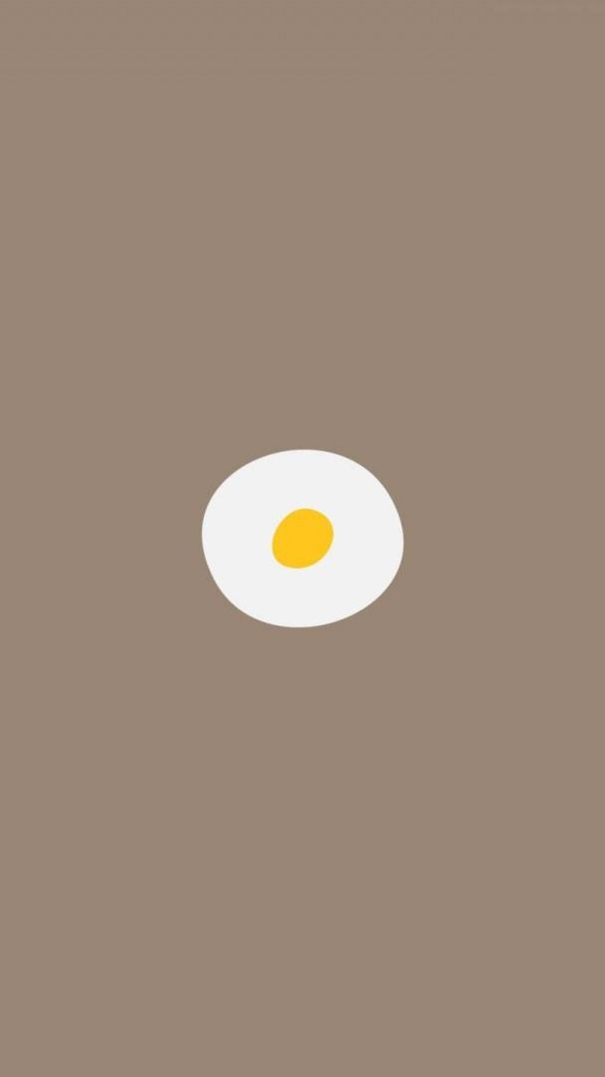 Minimalist iPhone wallpaper of a fried egg on a brown background - Egg