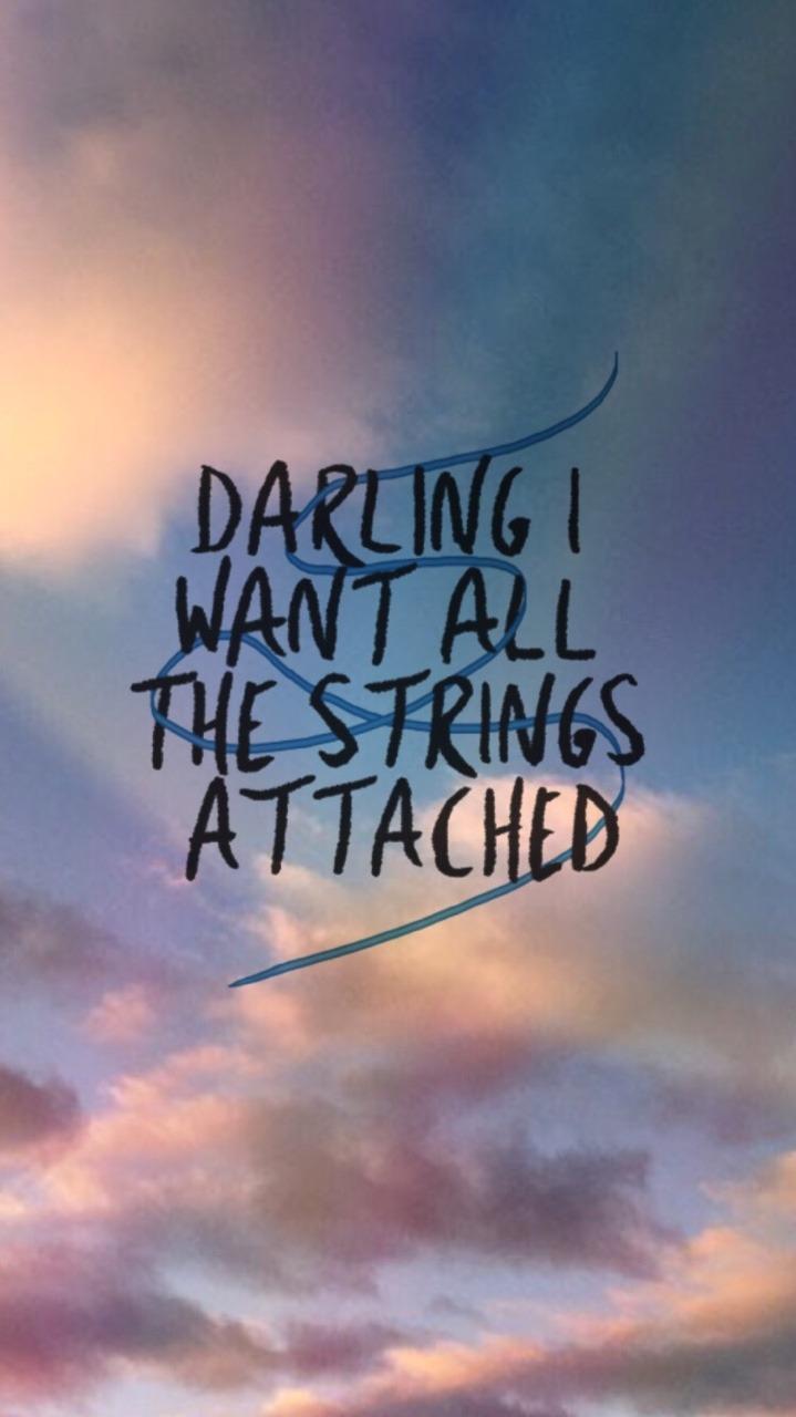 A sky with clouds and the words daring all i want is to be attached - Shawn Mendes