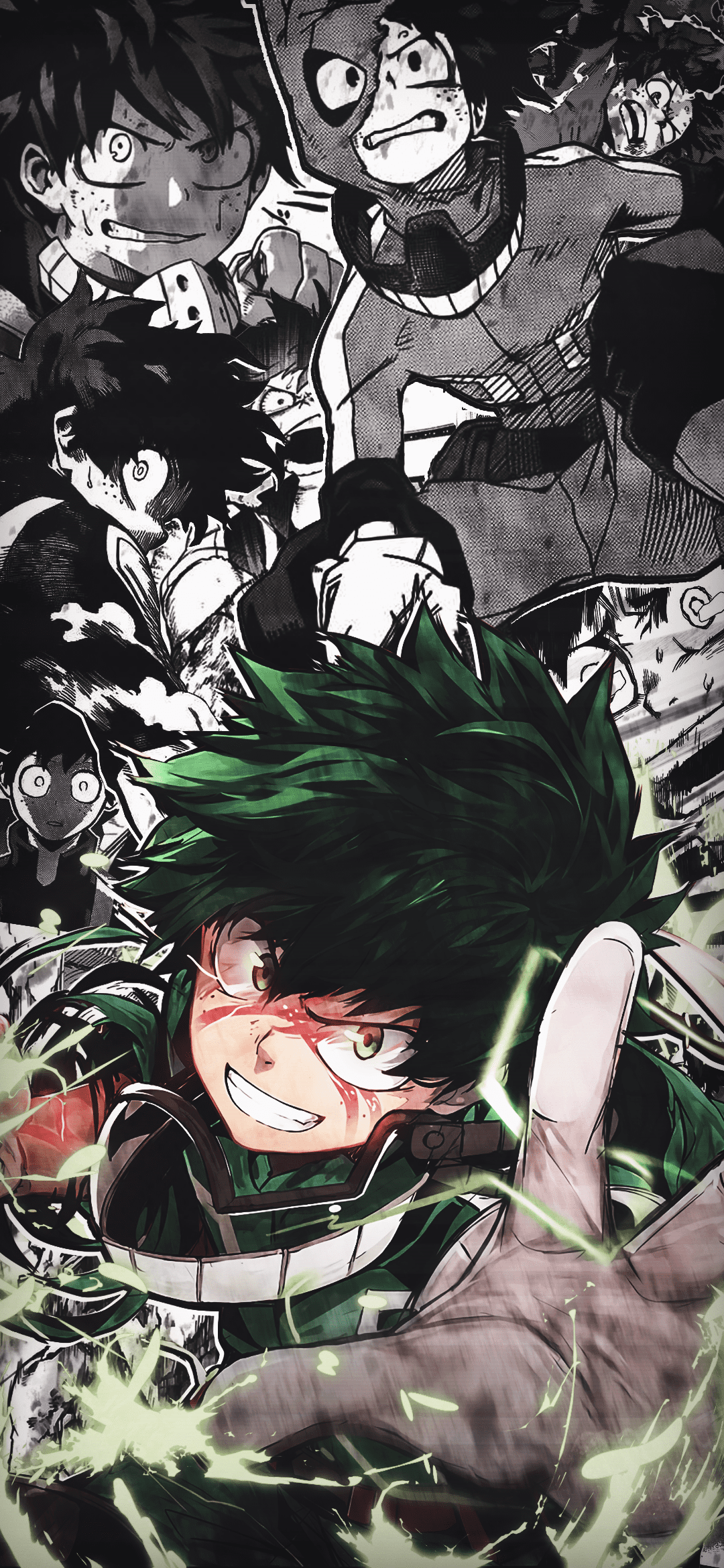 A poster of anime characters with green hair - My Hero Academia