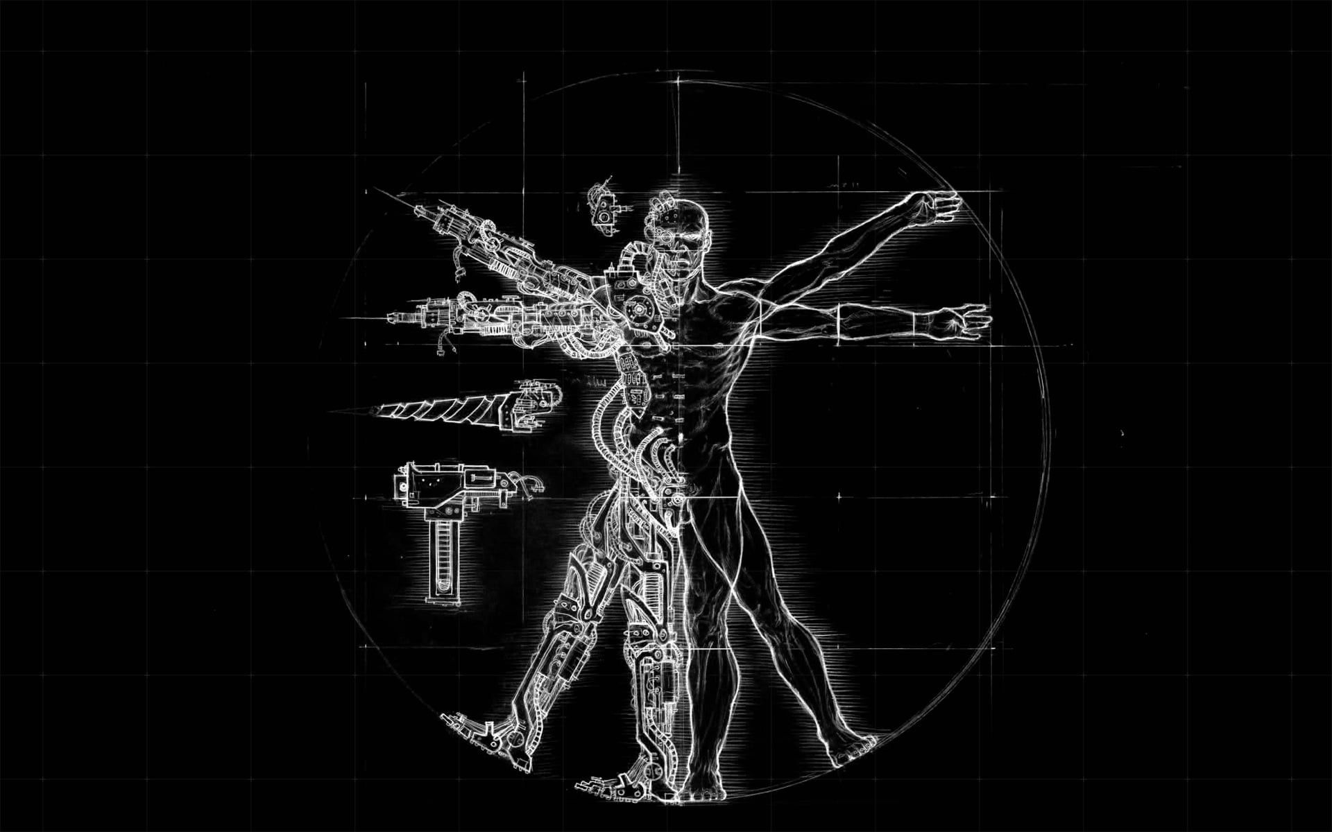 A Vitruvian man made of gears and machinery - Anatomy