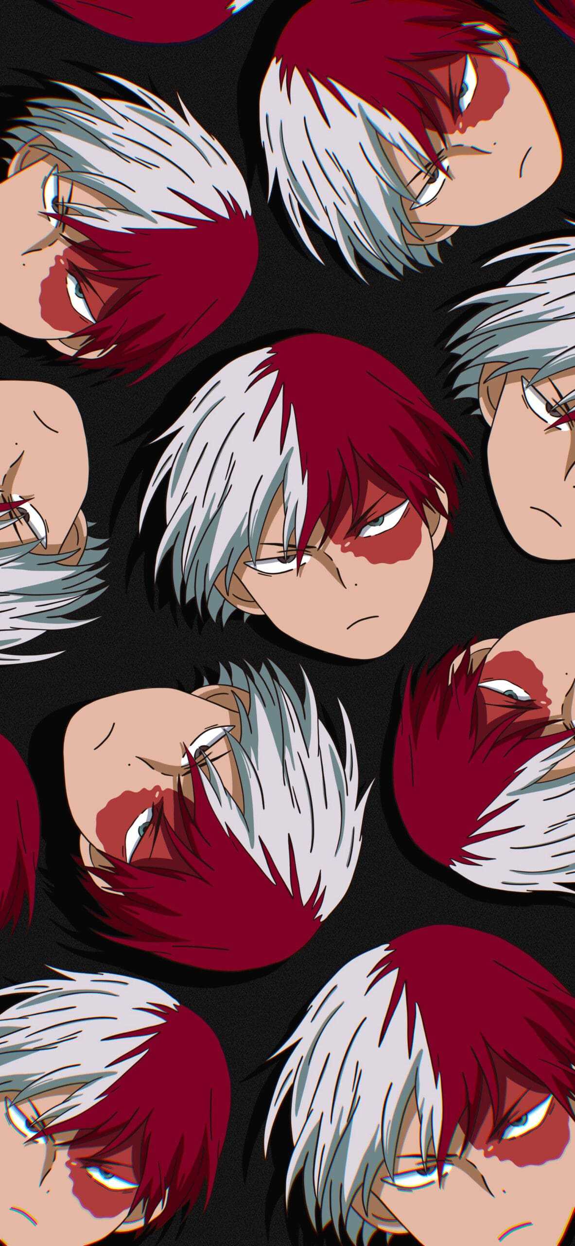 A pattern of many different anime faces - My Hero Academia