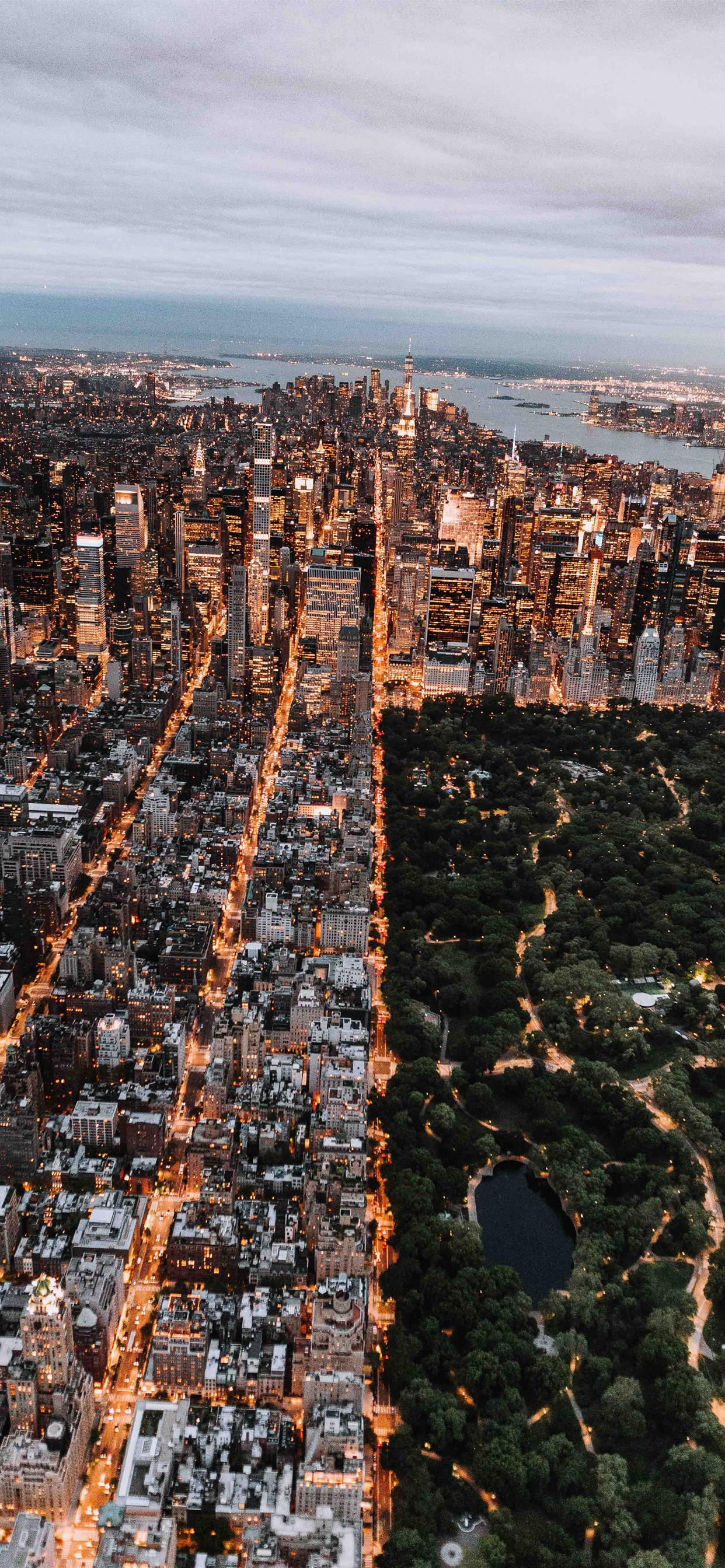 Aerial view of the city at night - Travel, New York