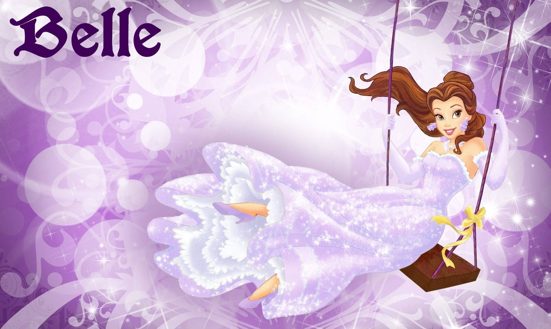 Download Cute Aesthetic Disney Princess Belle Purple Wallpaper