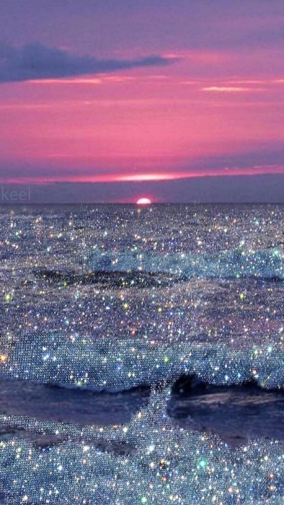 A beautiful sunset over the ocean with a blanket of stars. - Bling, glitter
