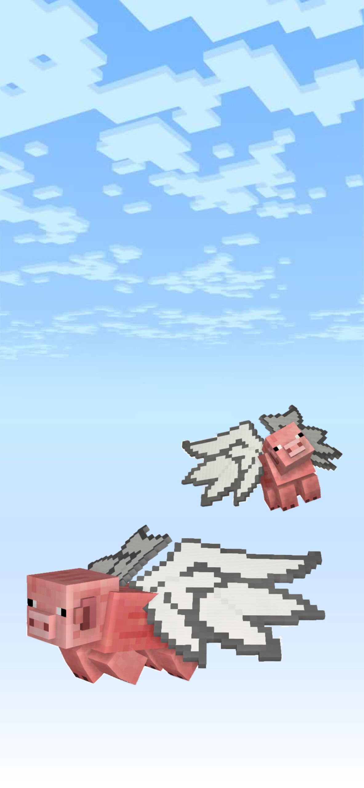 A picture of two pigs flying in the sky - Minecraft