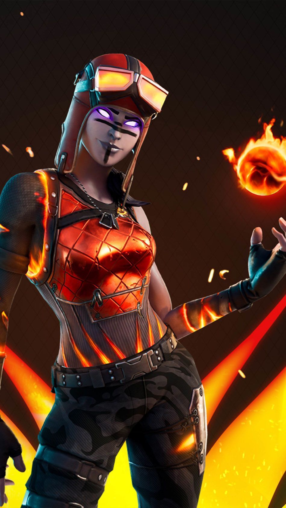 Fire girl skin in Fortnite with fireballs in her hands - Fortnite