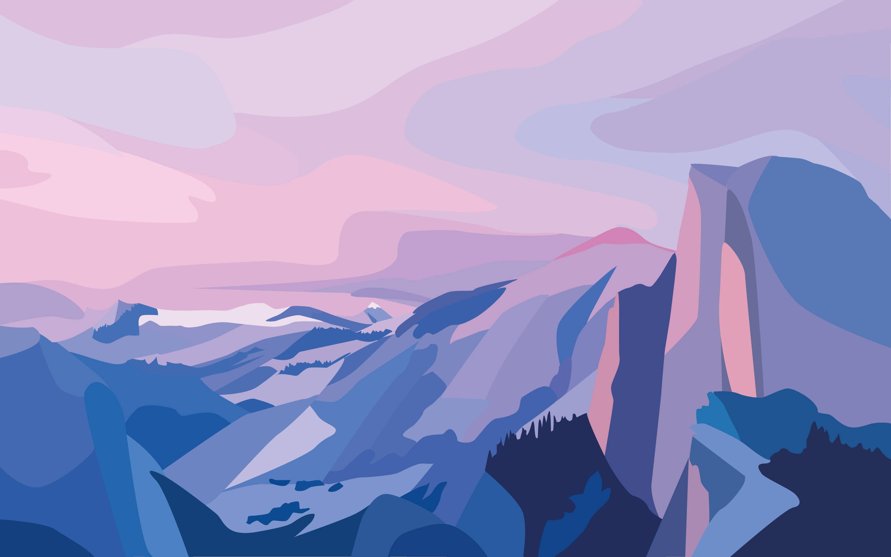 Download Cute Aesthetic Mountains Digital Illustration Wallpaper