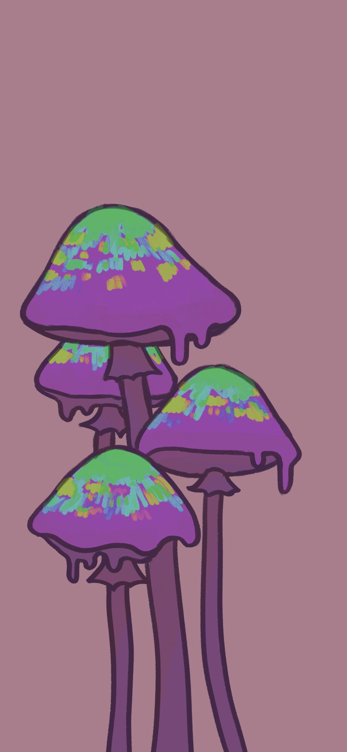 A drawing of a group of mushrooms - Trippy
