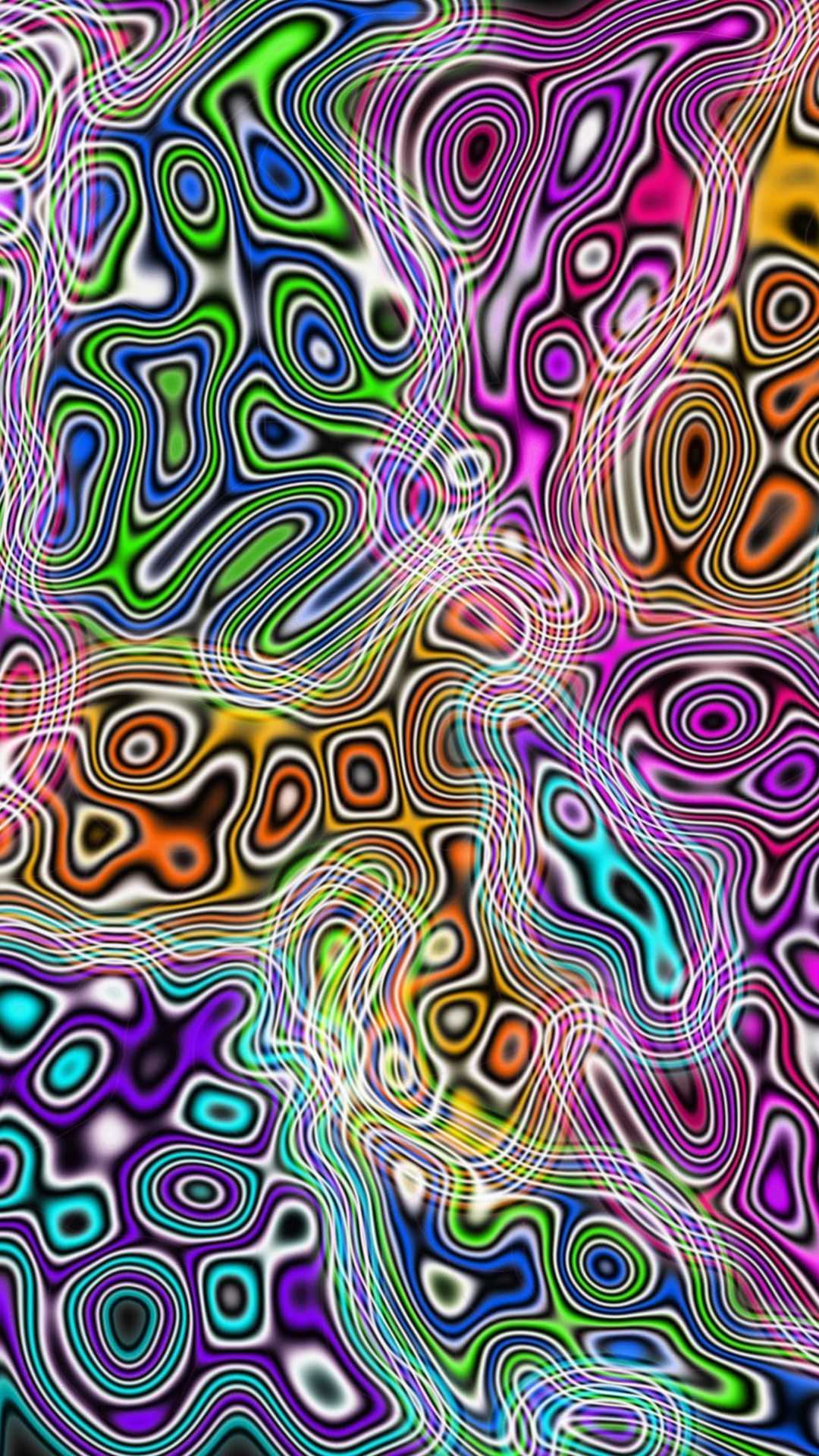 A colorful abstract pattern with many different shapes - Trippy