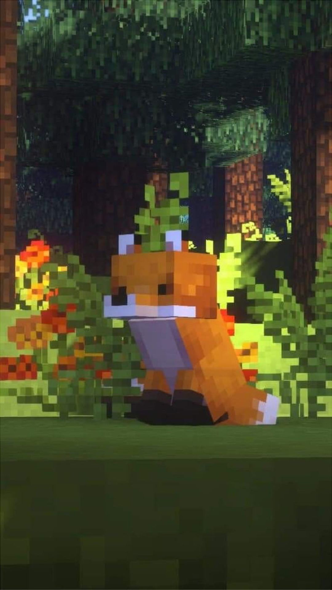 Minecraft fox in the forest wallpaper for iPhone with resolution 1080x1920 pixel. You can make this wallpaper for your iPhone 5, 6, 7, 8, X backgrounds, Mobile Screensaver, or iPad Lock Screen - Minecraft, fox