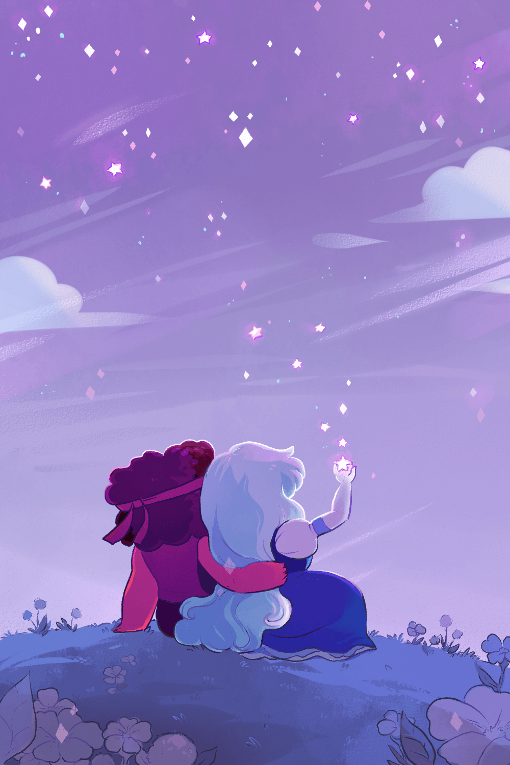 A couple of people sitting on the ground - Steven Universe