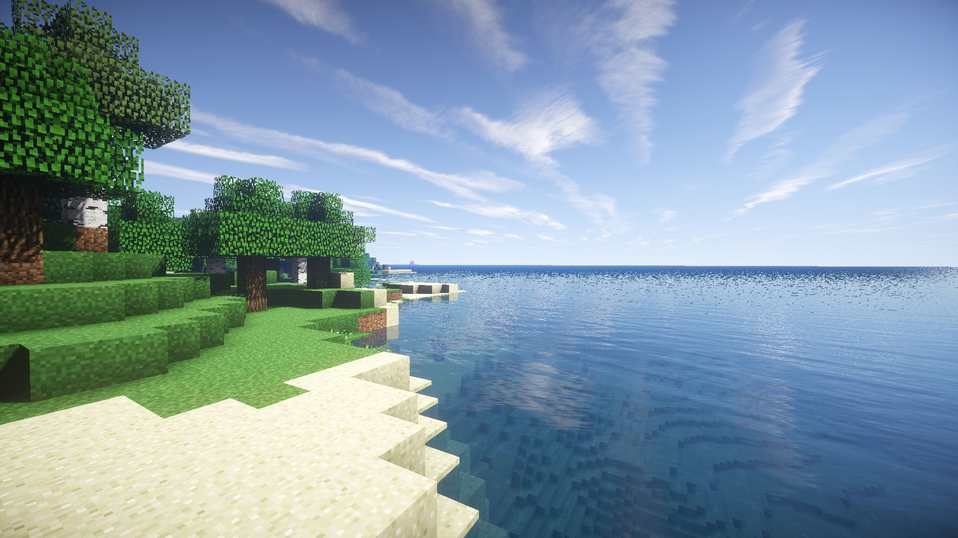 A minecraft scene with water and trees - Minecraft