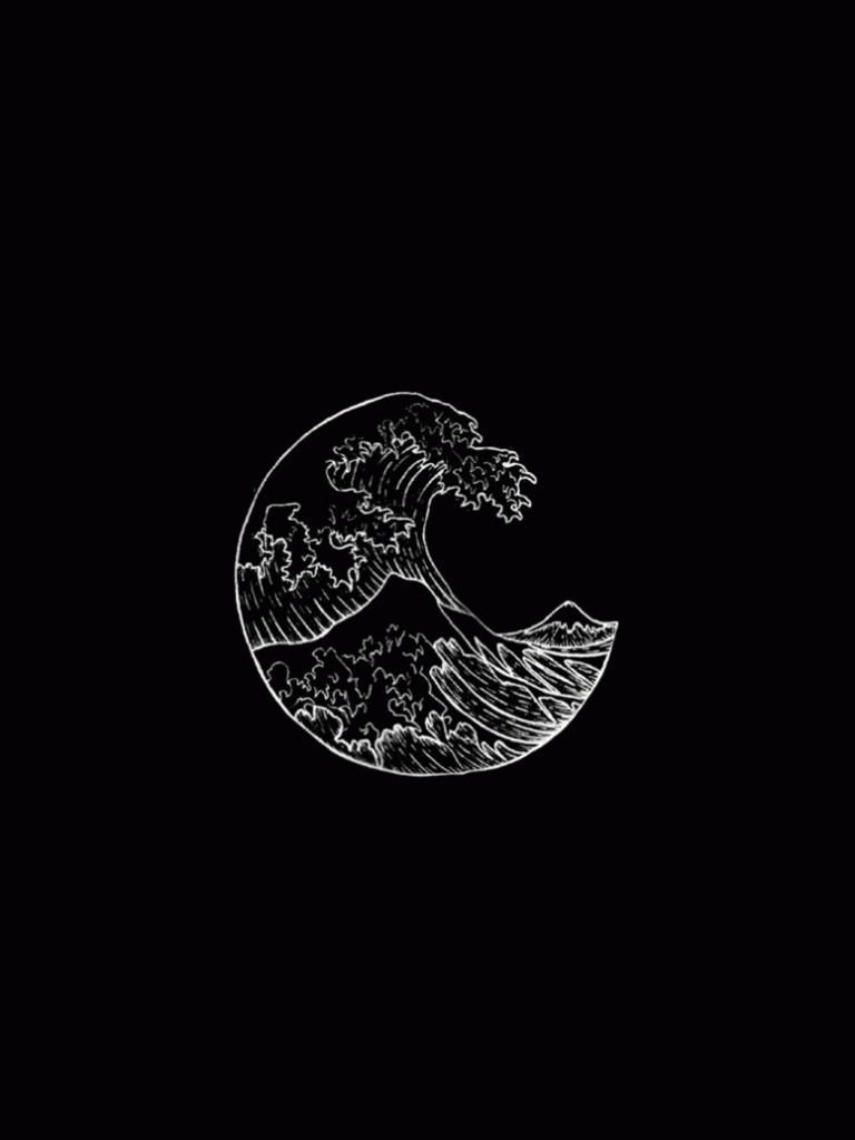 The great wave off kanagawa by hokusai - Black anime