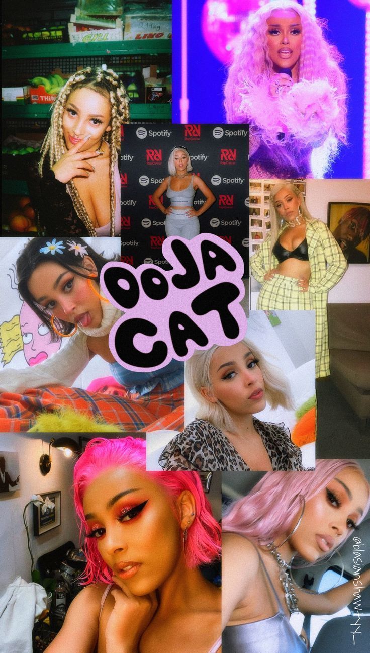 A collage of images of the singer Doja Cat. - Doja Cat