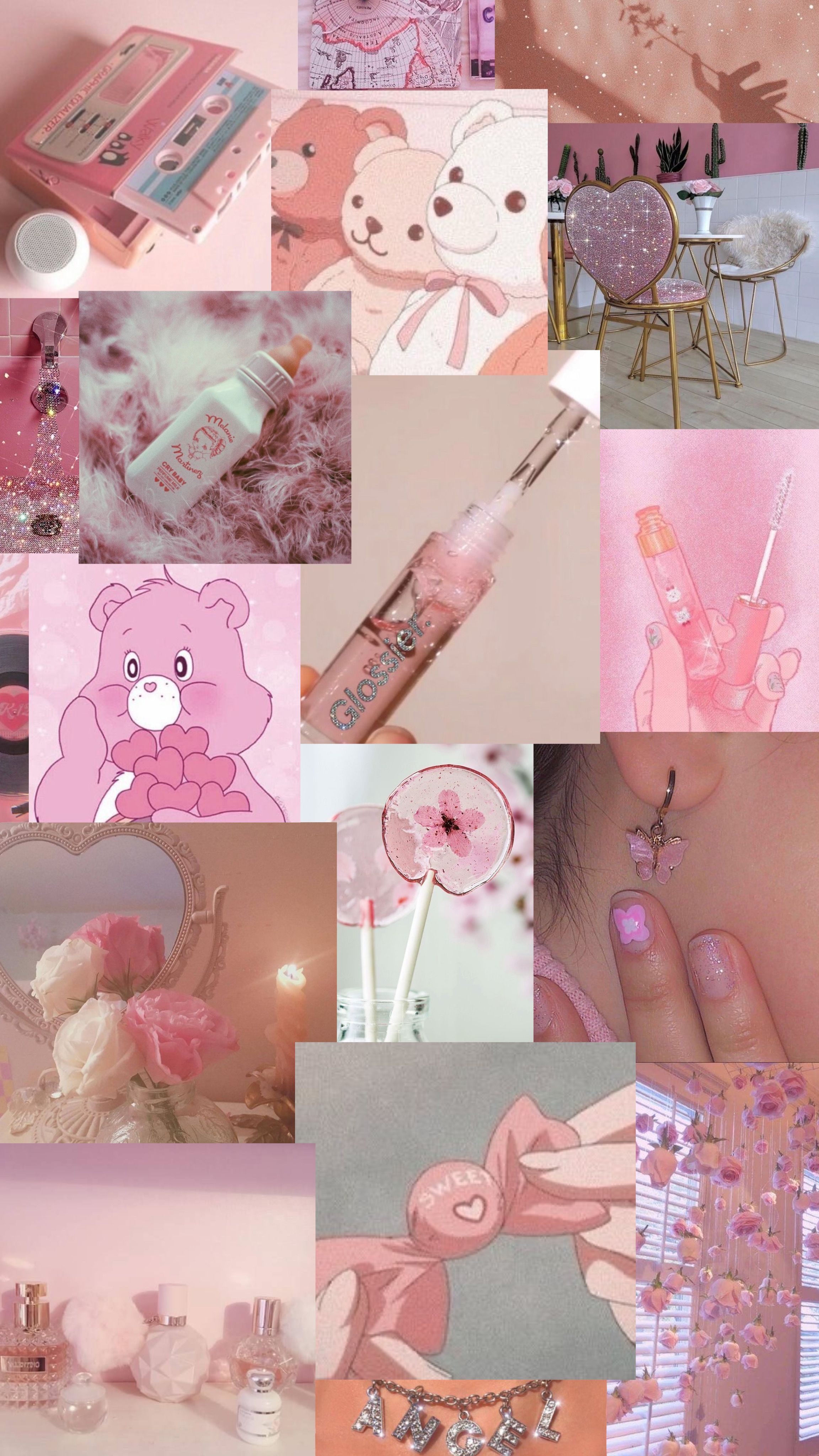pink collage wallpaper. Pink wallpaper, Aesthetic themes, Wallpaper