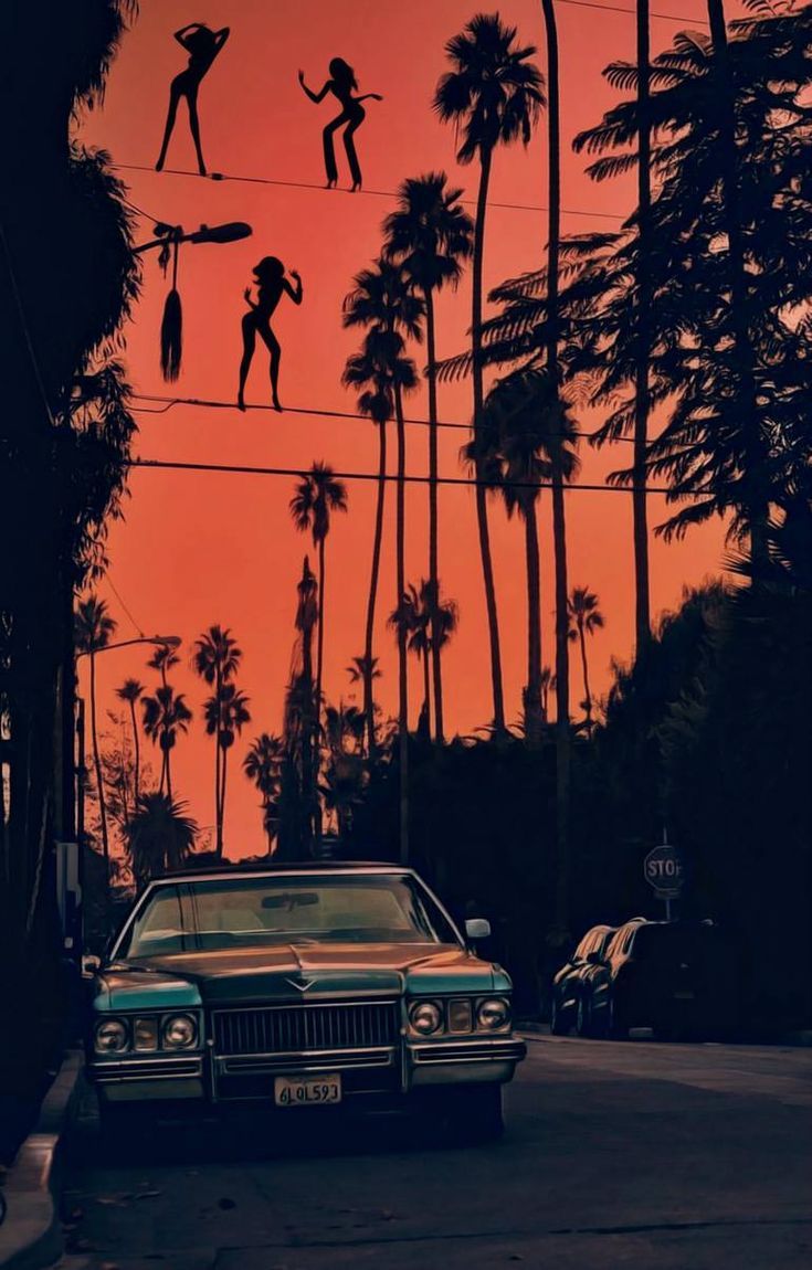 A car parked on the side of an empty street - California